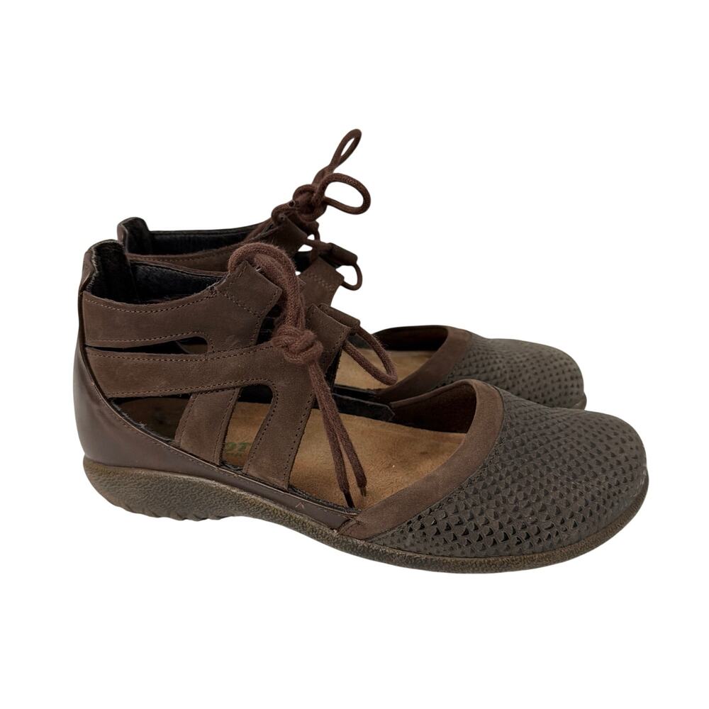 Naot Kata Sandals Womens Size 7 Brown Leather Lace Up Gladiator Comfort